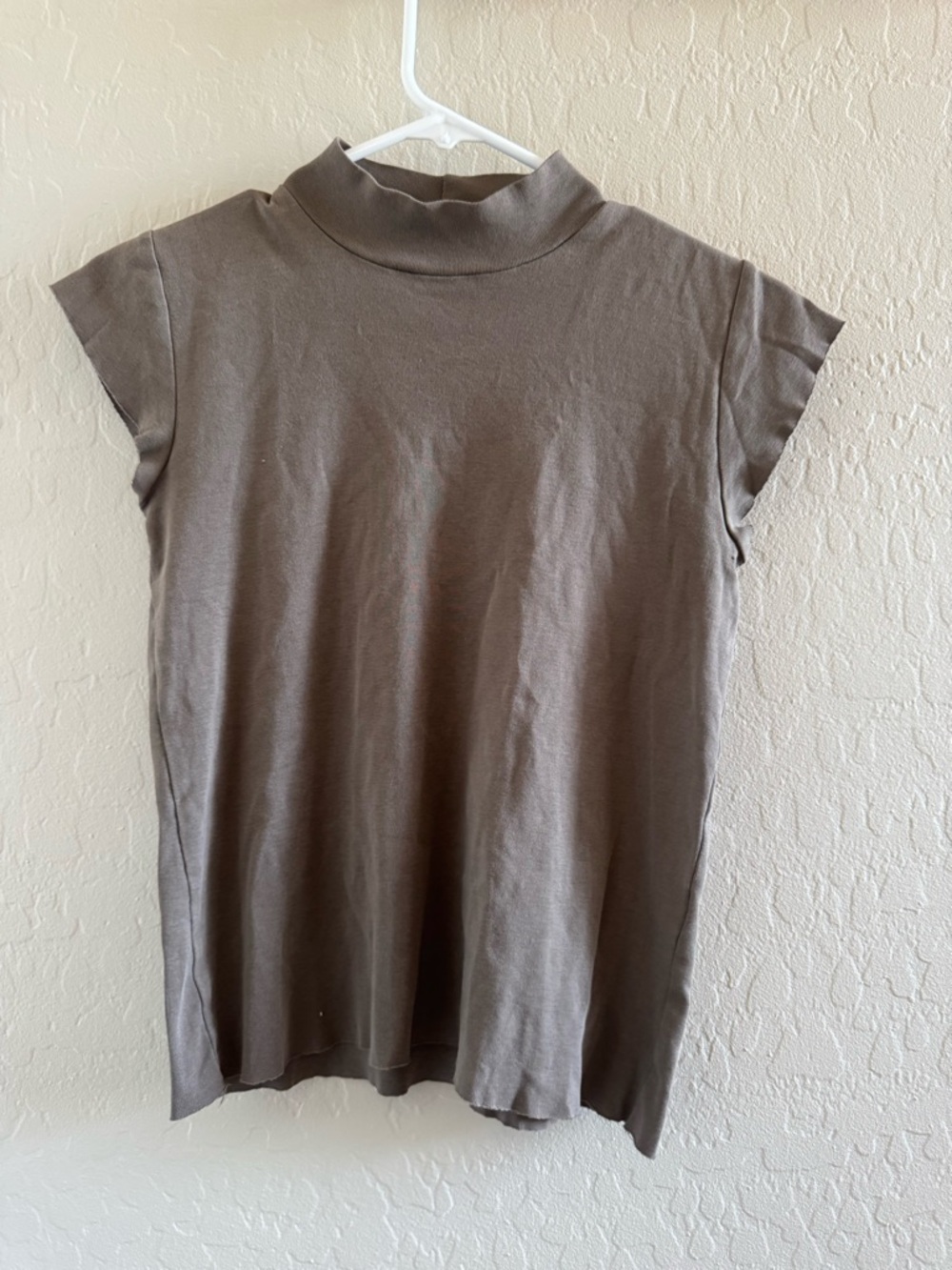 Zara Sleeveless Mock Neck Tank Top in Taupe